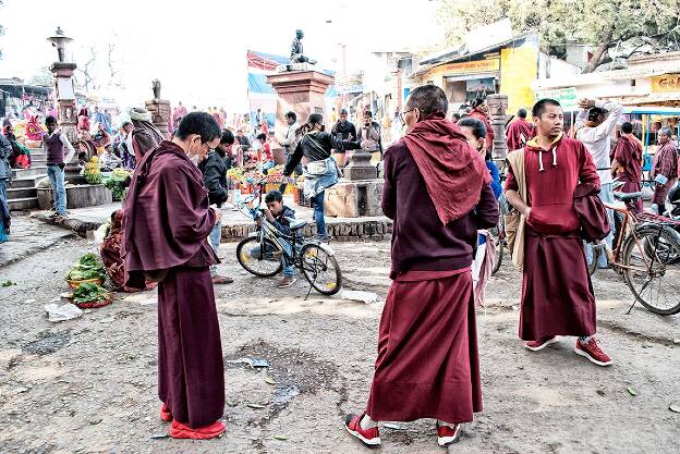 Bodhgaya - Moines et vélo